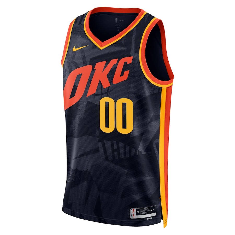 Alternative view of Oklahoma City Thunder 2023/24 City Edition Swingman Custom Basketball Jersey - Navy - JS397 