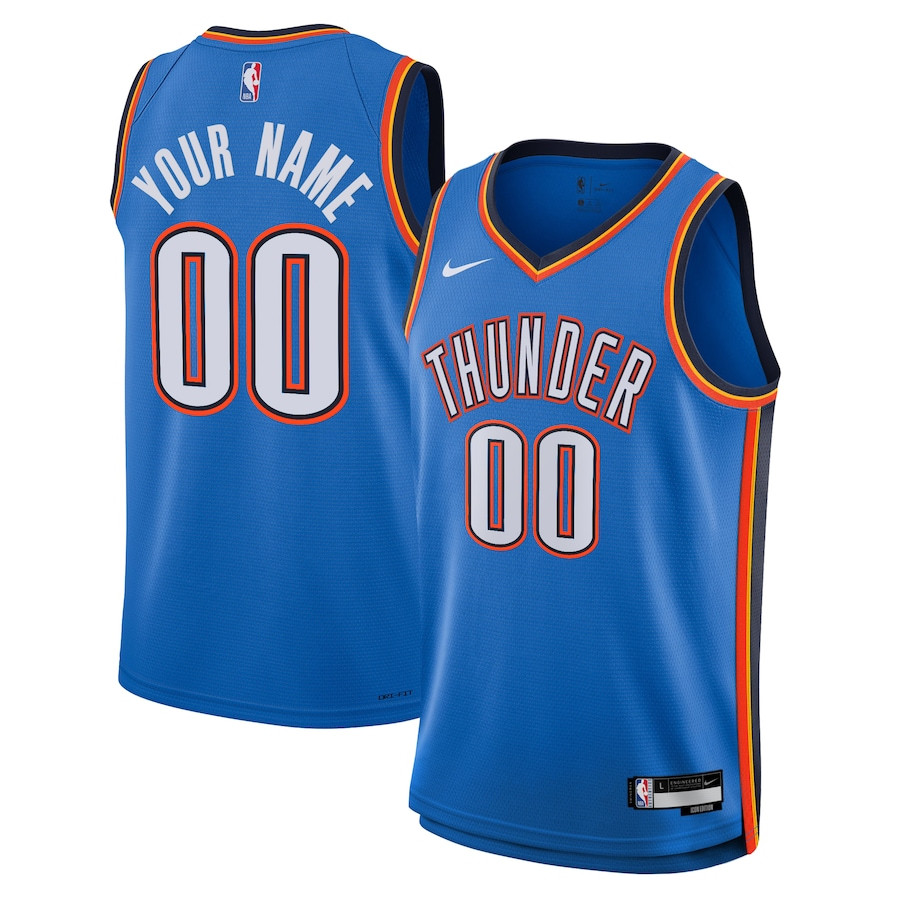 Oklahoma City Thunder 2023/24 Icon Swingman Custom Basketball Jersey - Blue - JS244 