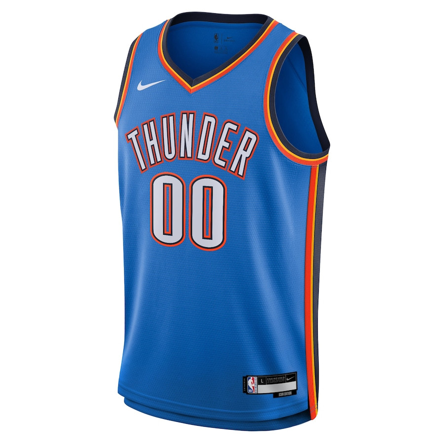 Alternative view of Oklahoma City Thunder 2023/24 Icon Swingman Custom Basketball Jersey - Blue - JS244 