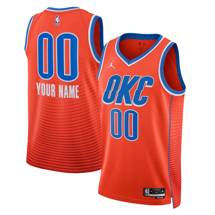 Oklahoma City Thunder 2023/24 Statement Swingman Custom Men Basketball Jersey - Orange - JS995 