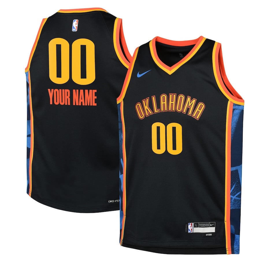 Oklahoma City Thunder 2024/25 Swingman Custom YOUTH Basketball Jersey - City Edition - Black - JS750 