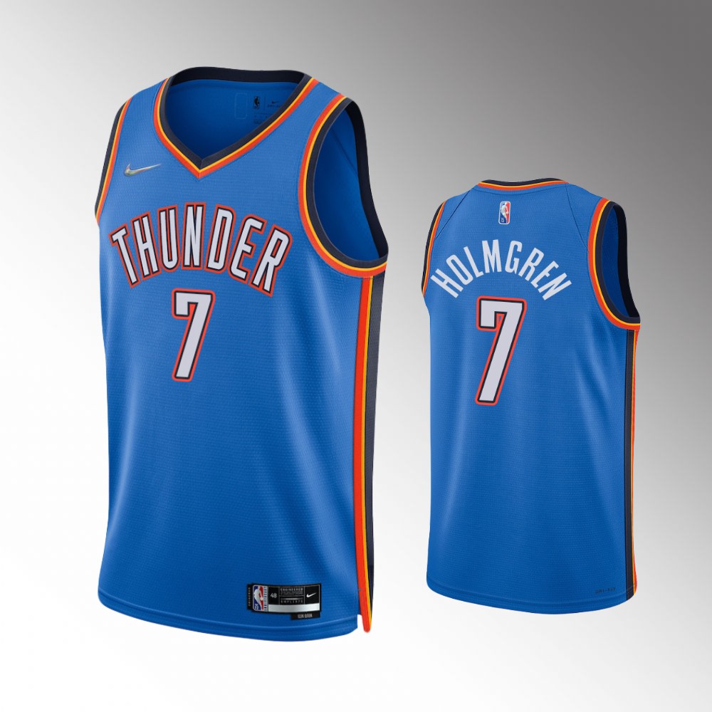 Oklahoma City Thunder 75th Diamond Icon Edition Blue Chet Holmgren Basketball Jersey
