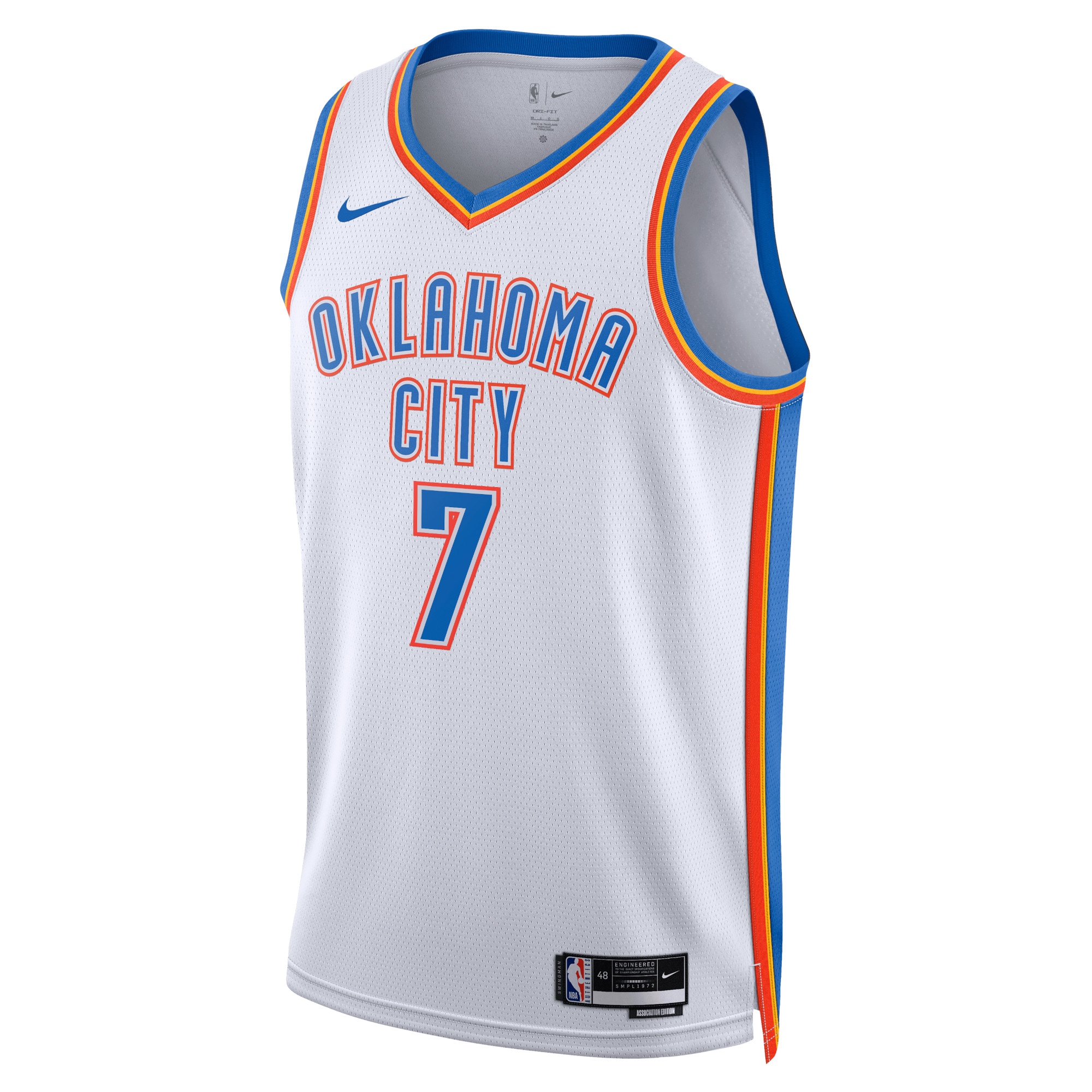 Oklahoma City Thunder Association Edition Swingman Basketball Jersey - White - Chet Holmgren - Unisex - JS890 