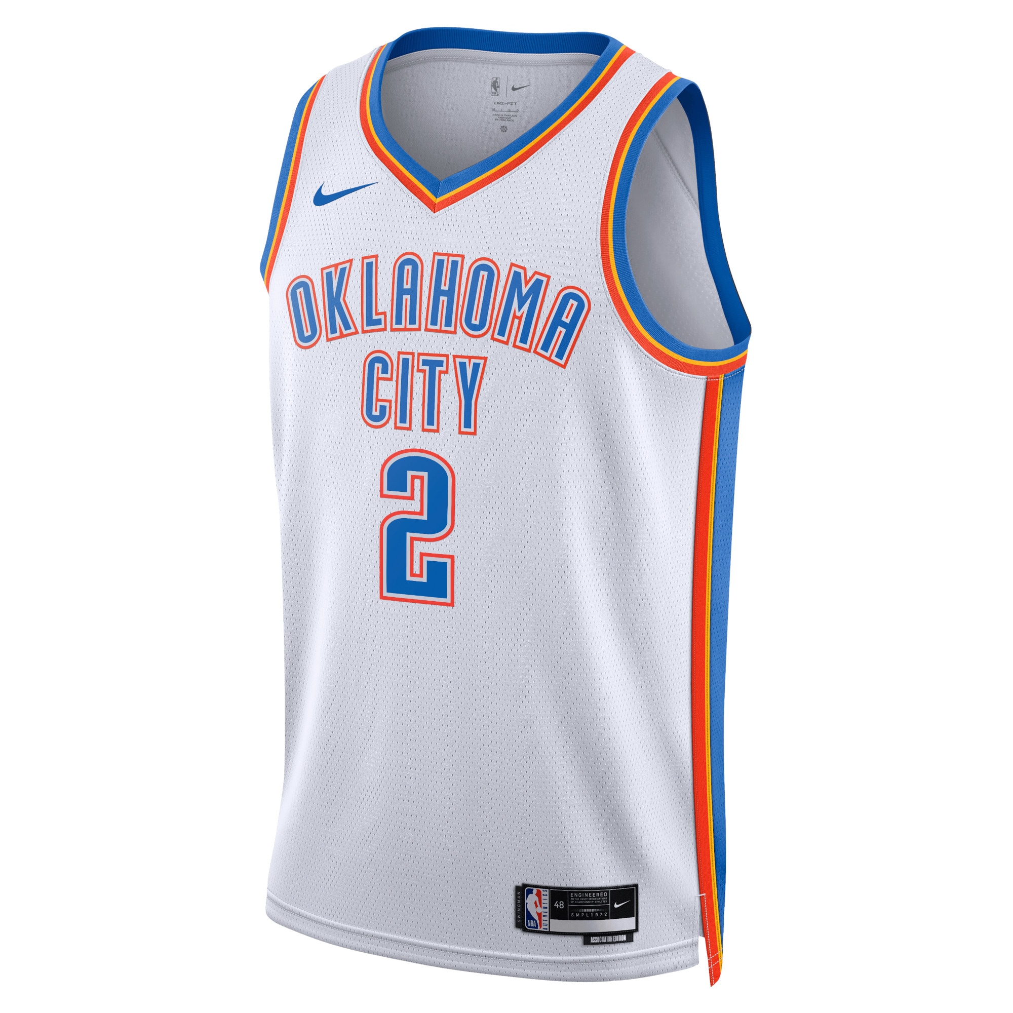 Oklahoma City Thunder Association Edition Swingman Basketball Jersey - White - Shai Gilgeous-Alexander - Unisex - JS903 
