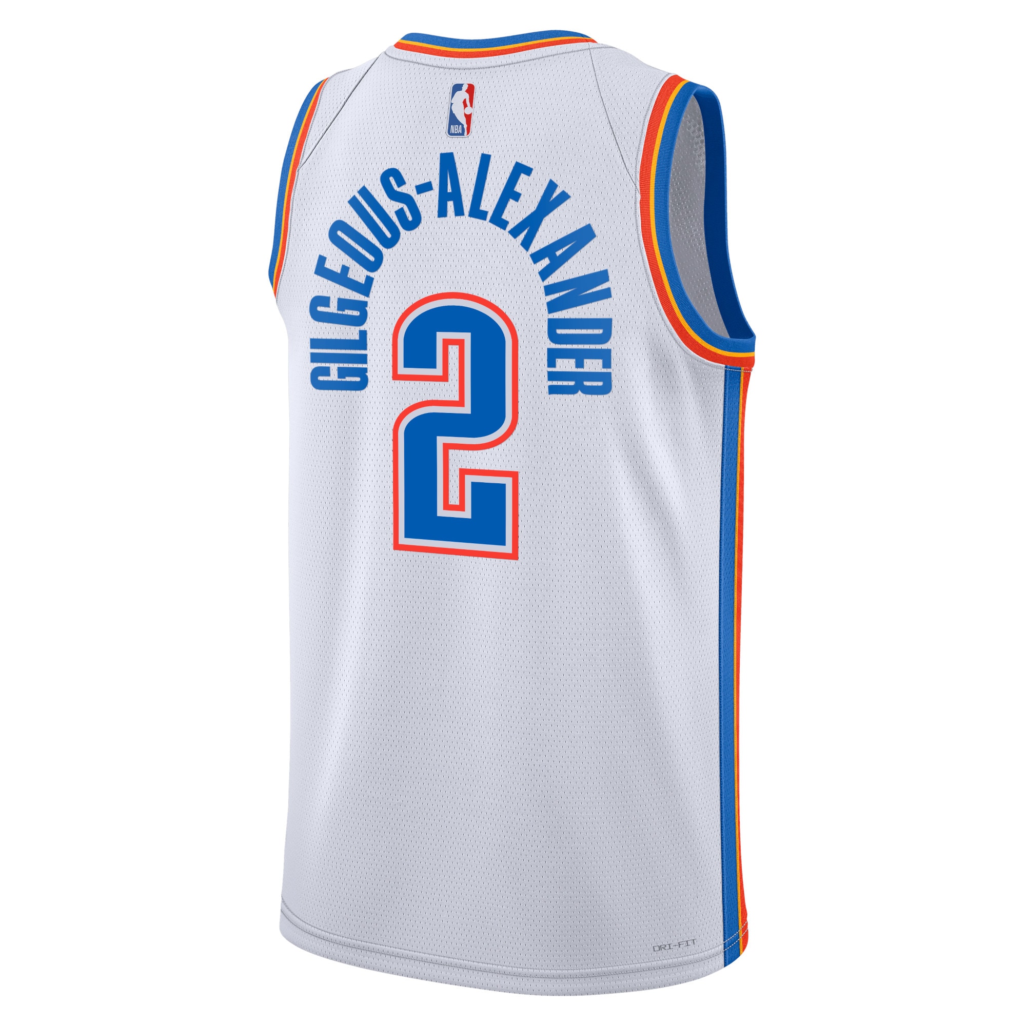 Alternative view of Oklahoma City Thunder Association Edition Swingman Basketball Jersey - White - Shai Gilgeous-Alexander - Unisex - JS903 