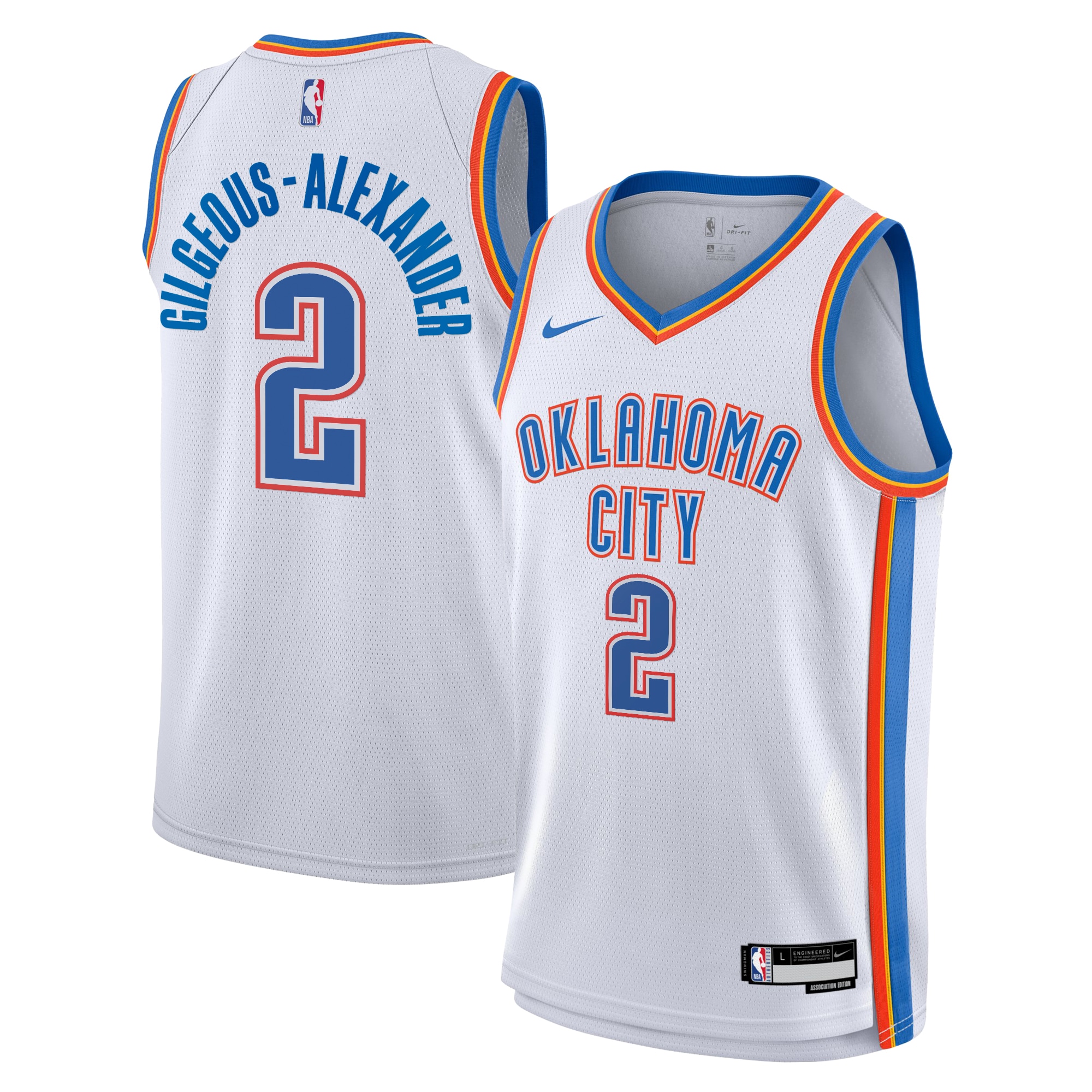 Oklahoma City Thunder Association Edition Swingman Basketball Jersey - White - Shai Gilgeous-Alexander - Youth - JS208 