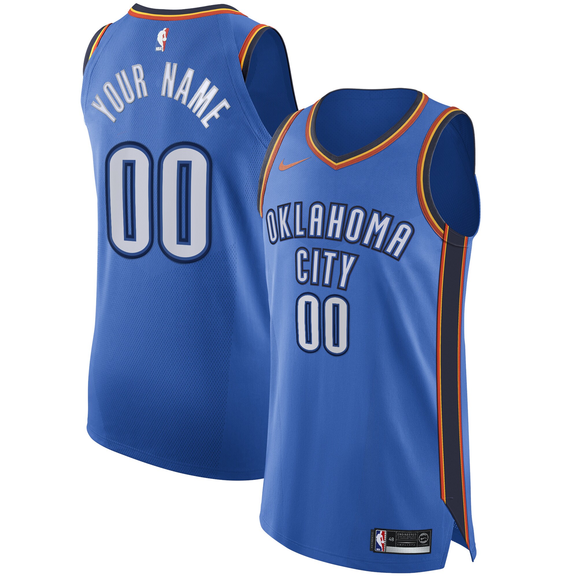 Oklahoma City Thunder Authentic Custom Basketball Jersey Blue - Icon Edition