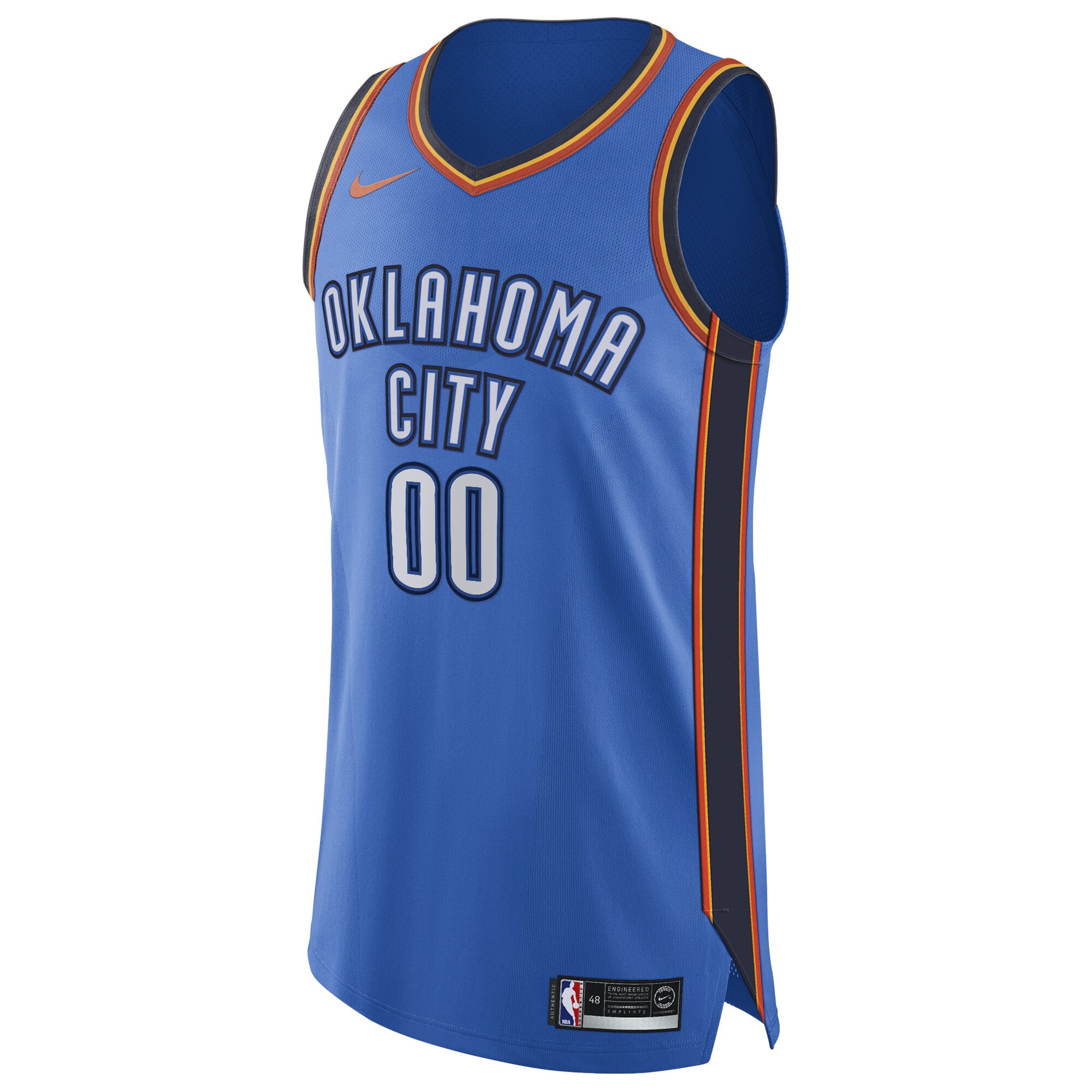 Alternative view of Oklahoma City Thunder Authentic Custom Basketball Jersey Blue - Icon Edition