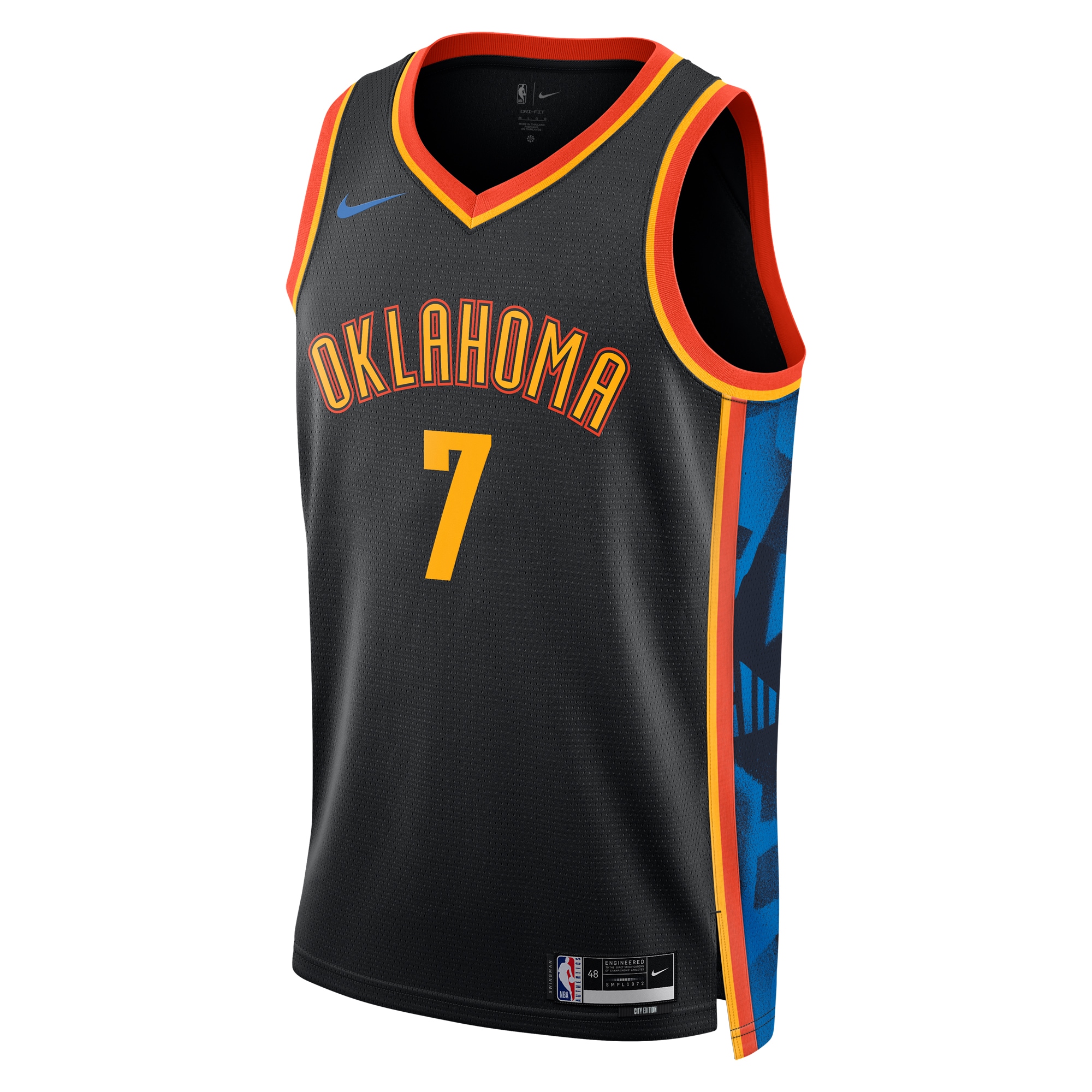 Alternative view of Oklahoma City Thunder City Edition Swingman Basketball Jersey 2024 - Black - Chet Holmgren - Unisex - JS740 