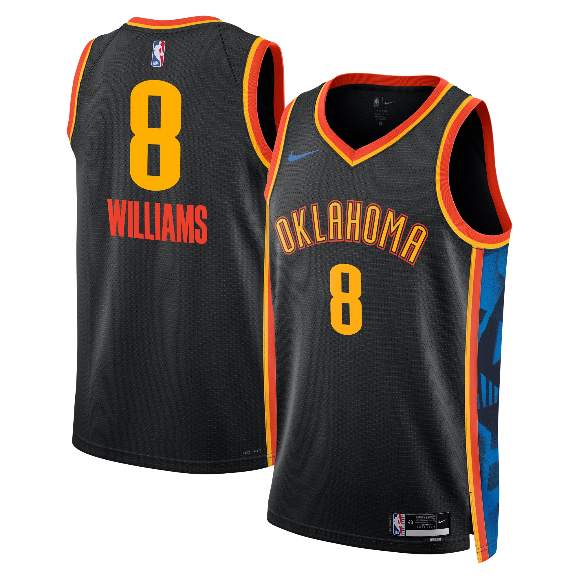 Oklahoma City Thunder City Edition Swingman Basketball Jersey 2024 - Black - Jalen Williams - Unisex - JS323 