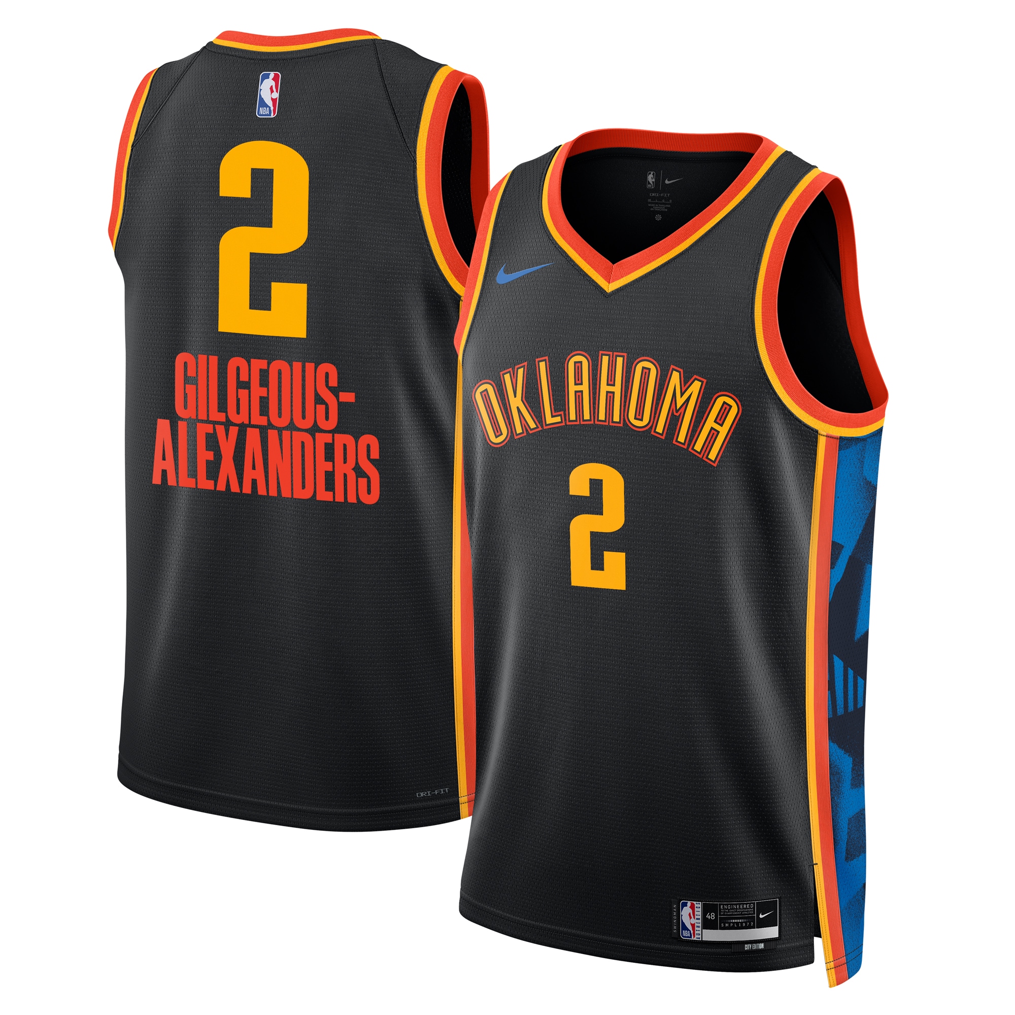 Oklahoma City Thunder City Edition Swingman Basketball Jersey 2024 - Black - Shai Gilgeous-Alexander - Unisex - JS639 