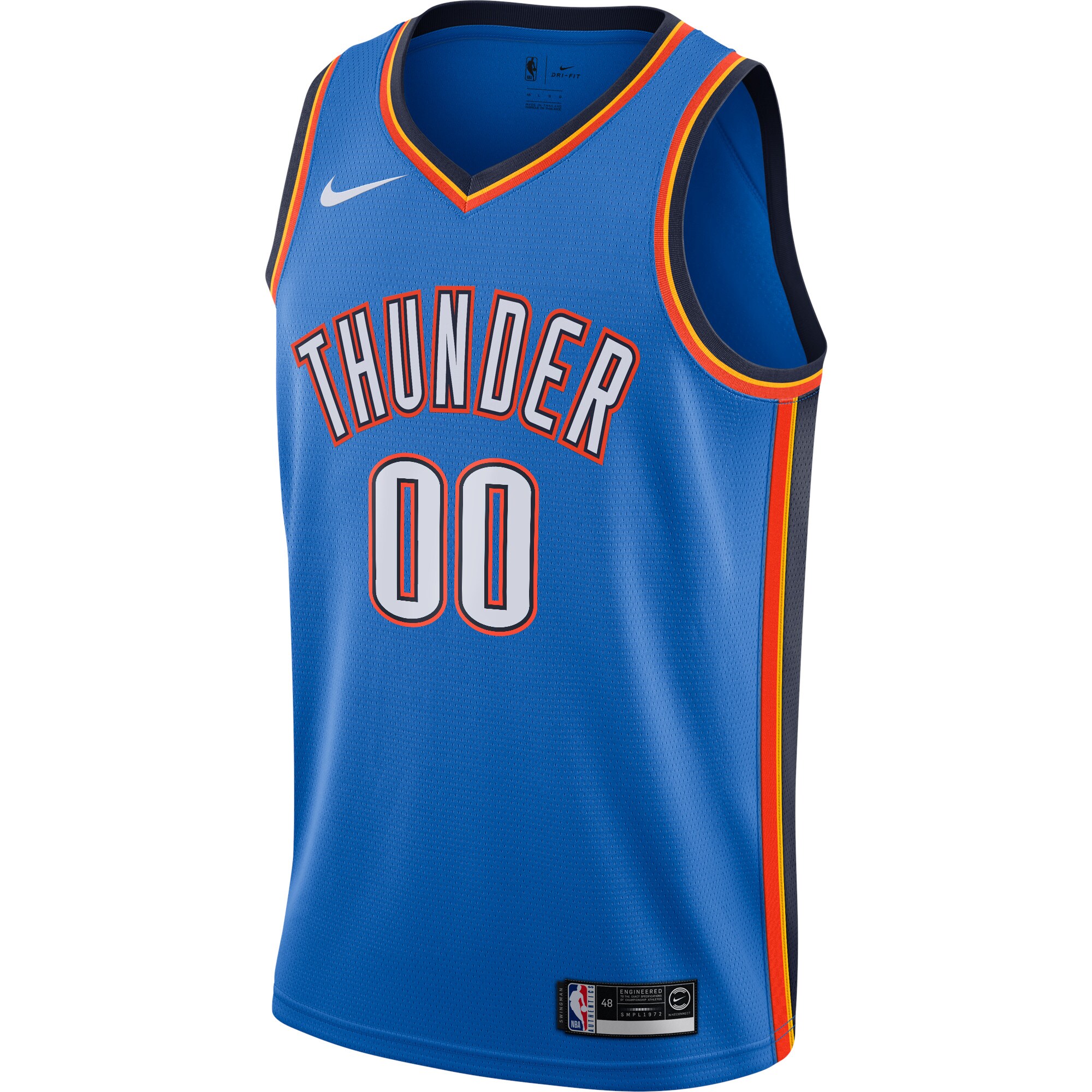 Alternative view of Oklahoma City Thunder Custom Swingman Basketball Jersey - Icon Edition - Blue