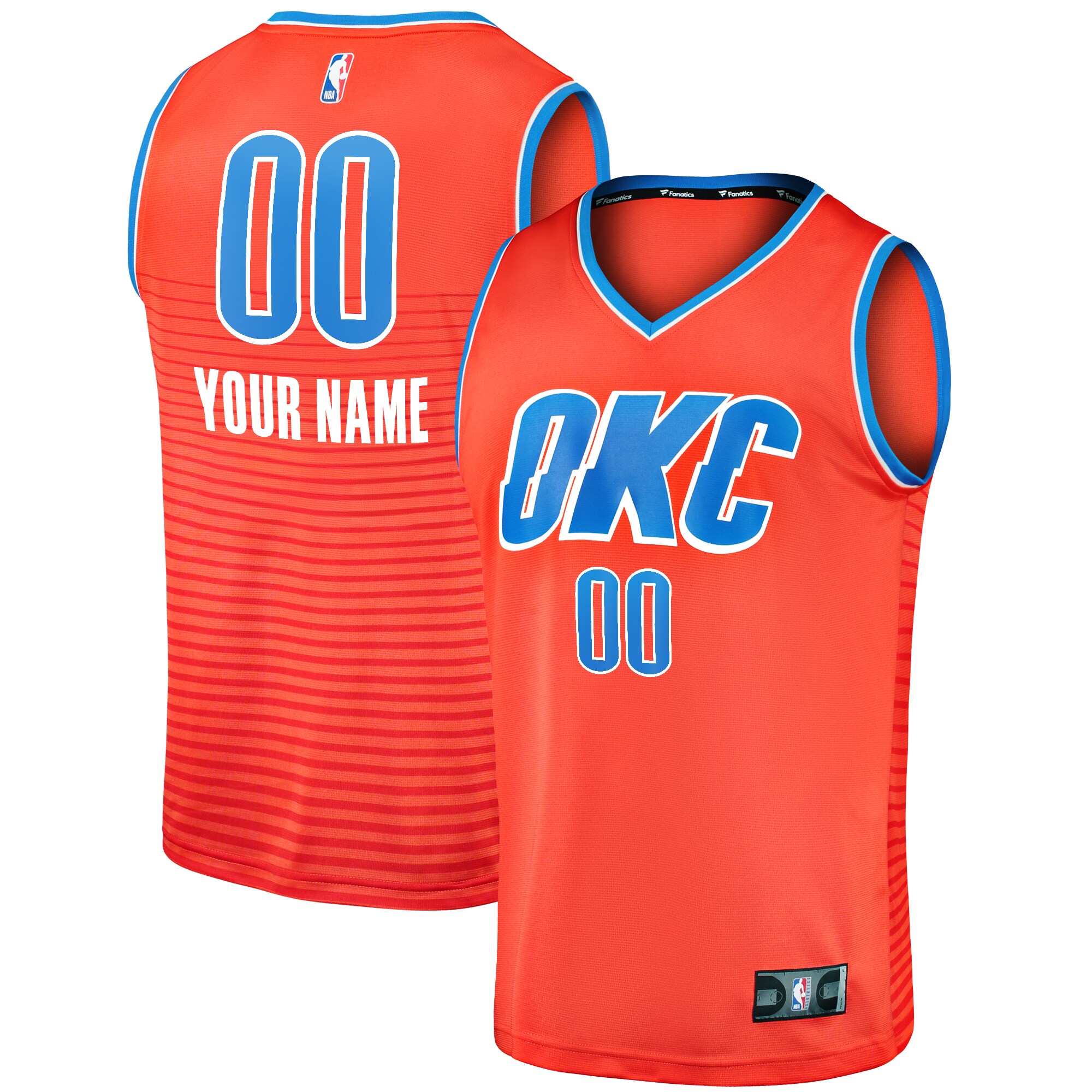 Oklahoma City Thunder Fanatics Fast Break Custom Replica Basketball Jersey - Orange - Statement Edition