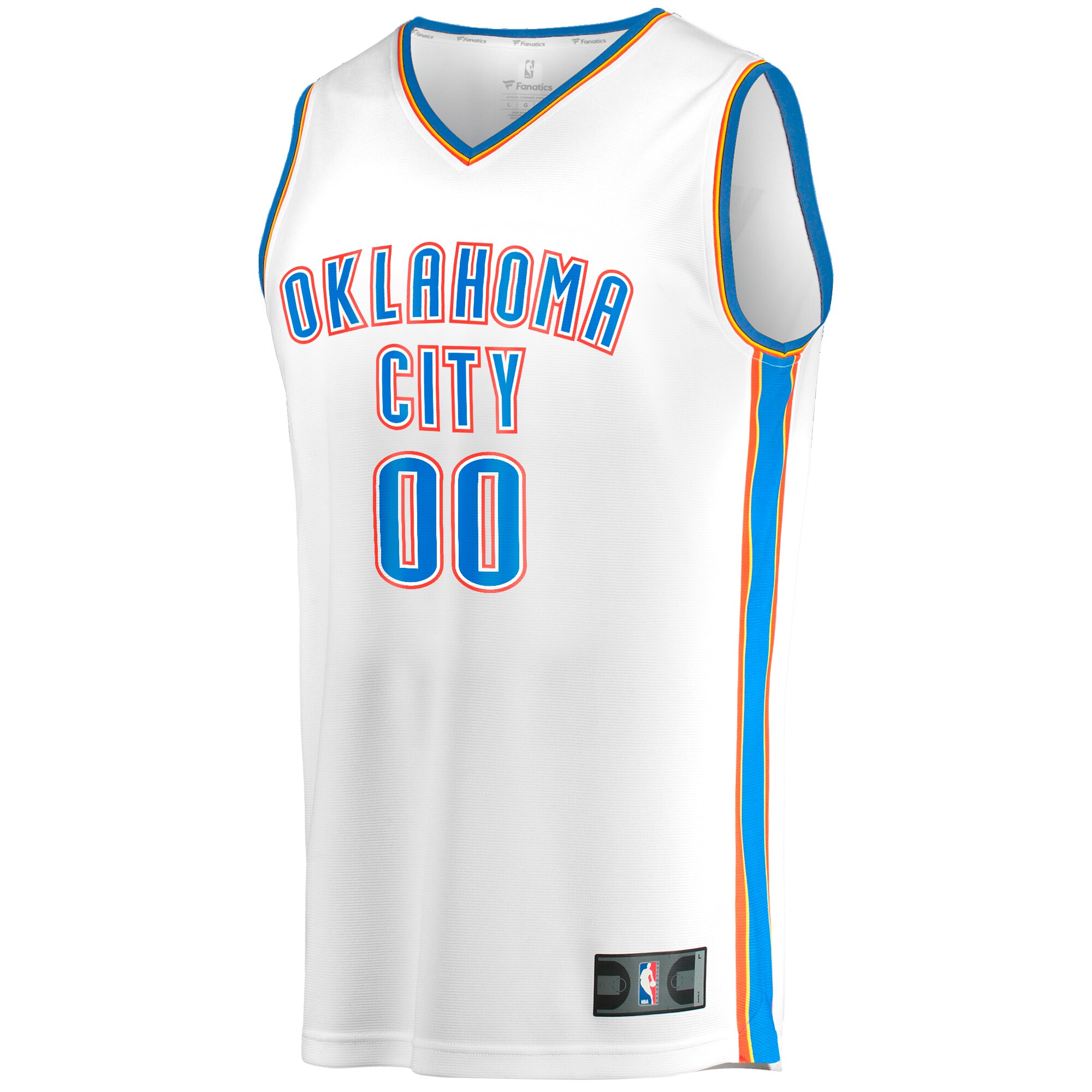 Alternative view of Oklahoma City Thunder Fanatics Fast Break Custom Replica Basketball Jersey - White - Association Edition