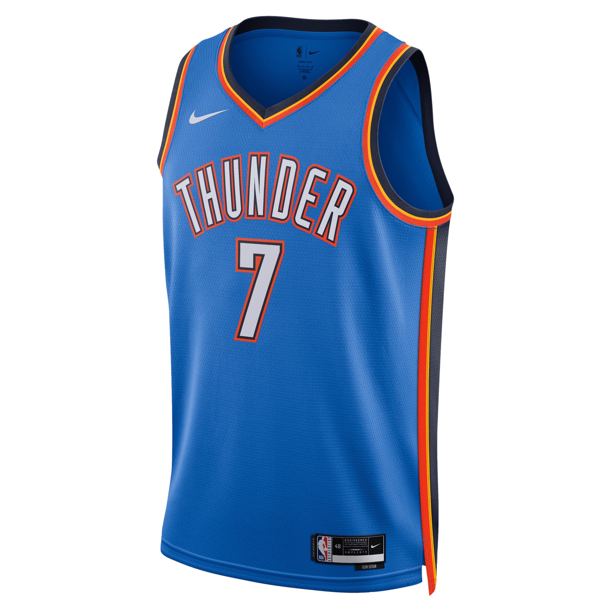 Oklahoma City Thunder Icon Edition Swingman Basketball Jersey - Blue - Chet Holmgren - Unisex - JS303 