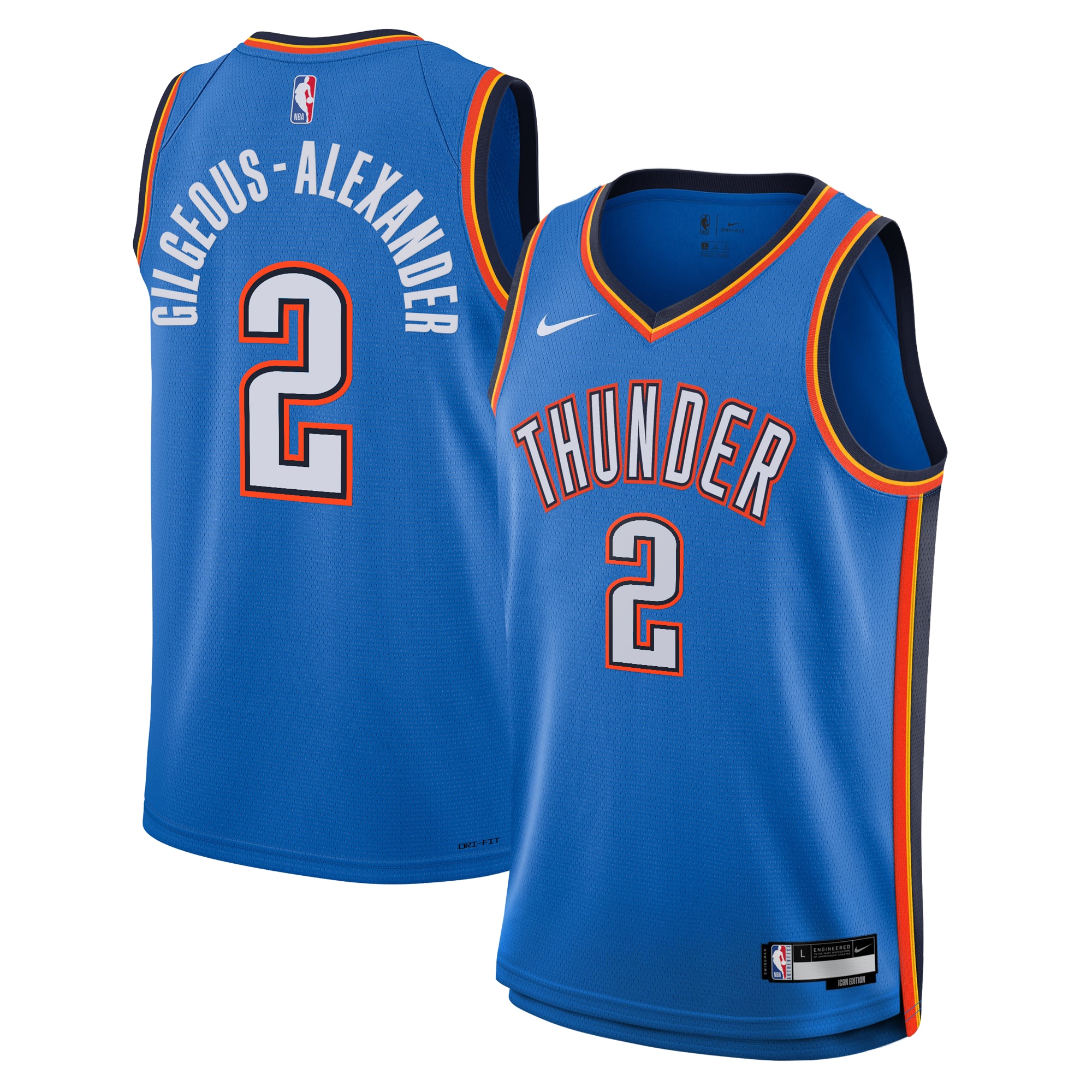 Oklahoma City Thunder Icon Edition Swingman Basketball Jersey - Blue - Shai Gilgeous-Alexander - Youth - JS811 
