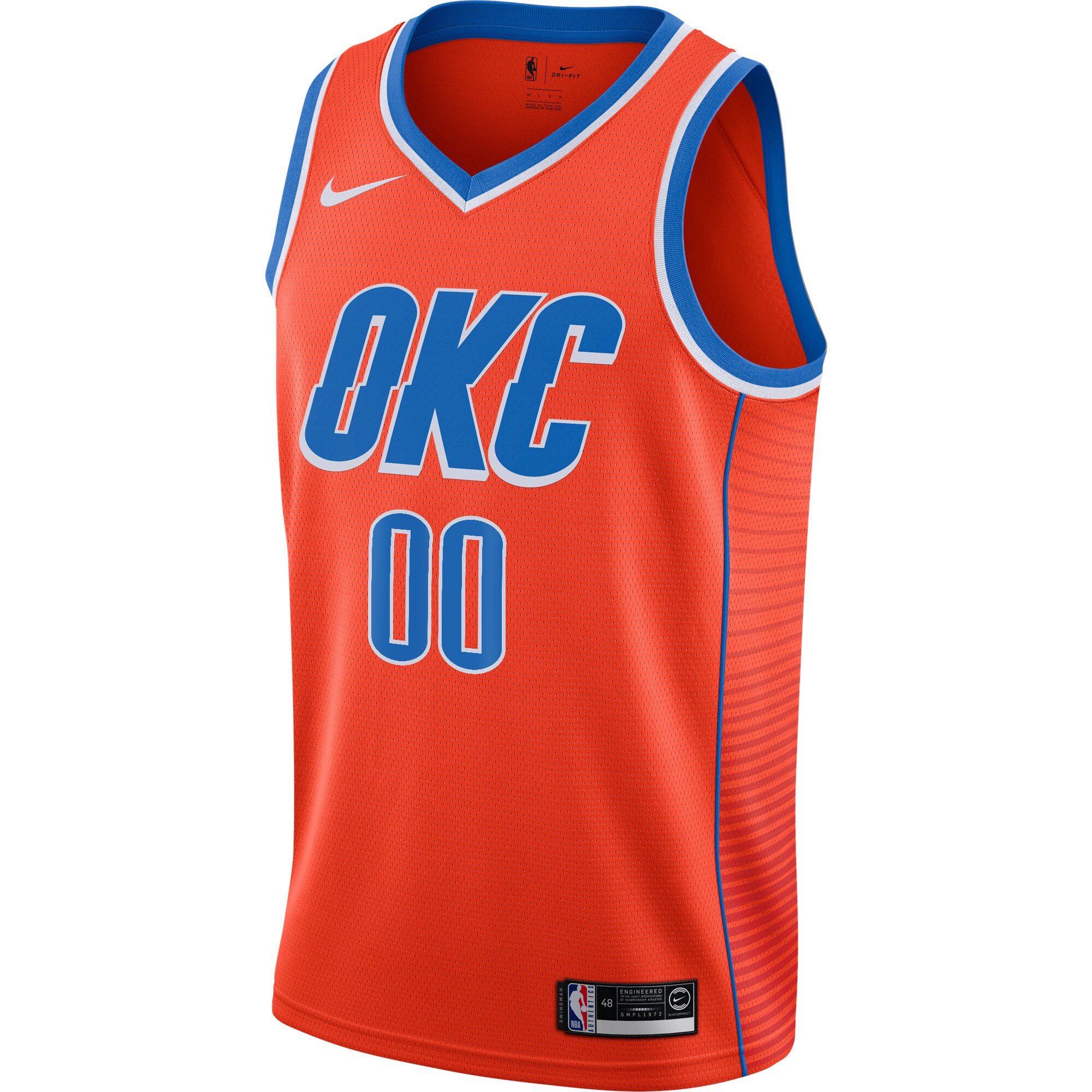 Alternative view of Oklahoma City Thunder Jordan Brand Swingman Custom Jersey - Statement Edition - Orange
