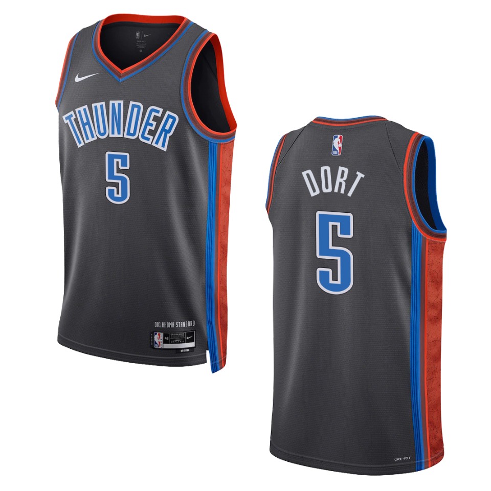 Oklahoma City Thunder Luguentz Dort 2022-23 City Edition Gray Swingman Basketball Jersey