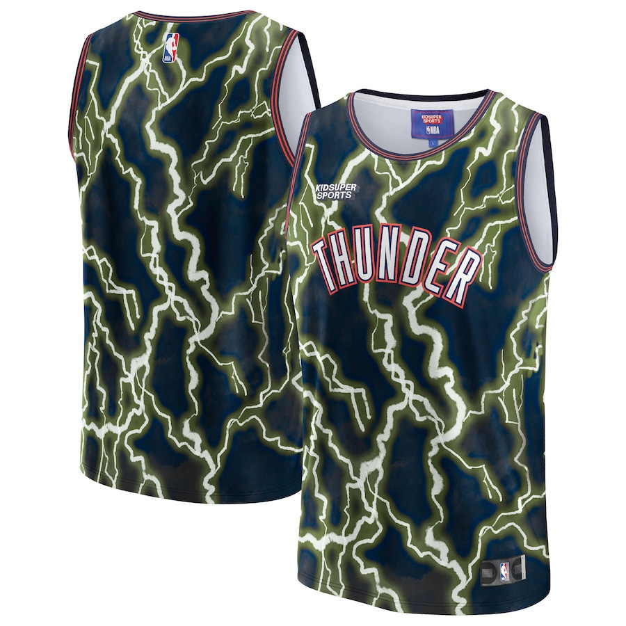 Oklahoma City Thunder NBA & KidSuper Studios Unisex Hometown Basketball Jersey - Black - JS243 