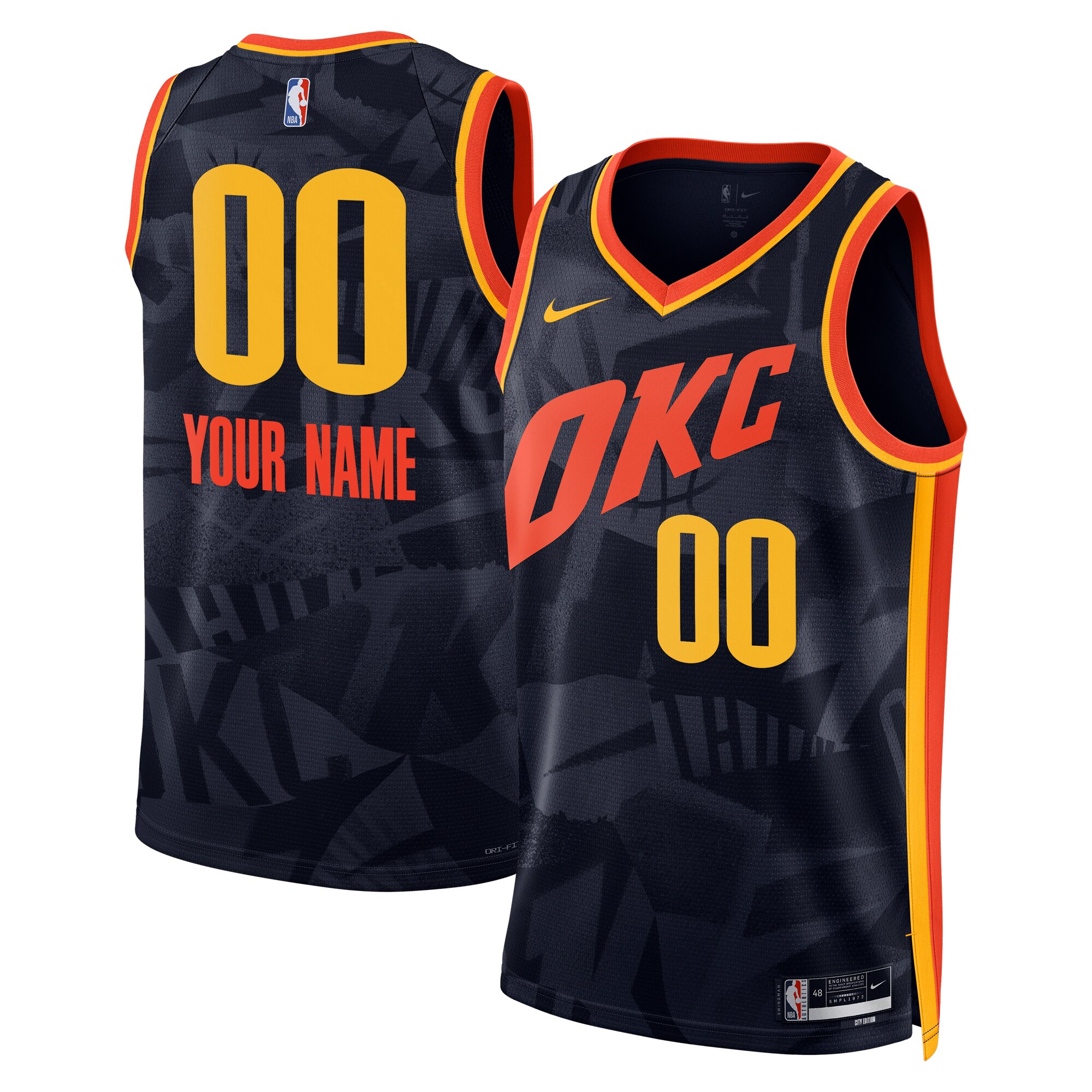 Oklahoma City Thunder Unisex 2023/24 Custom Swingman Basketball Jersey - Navy - City Edition