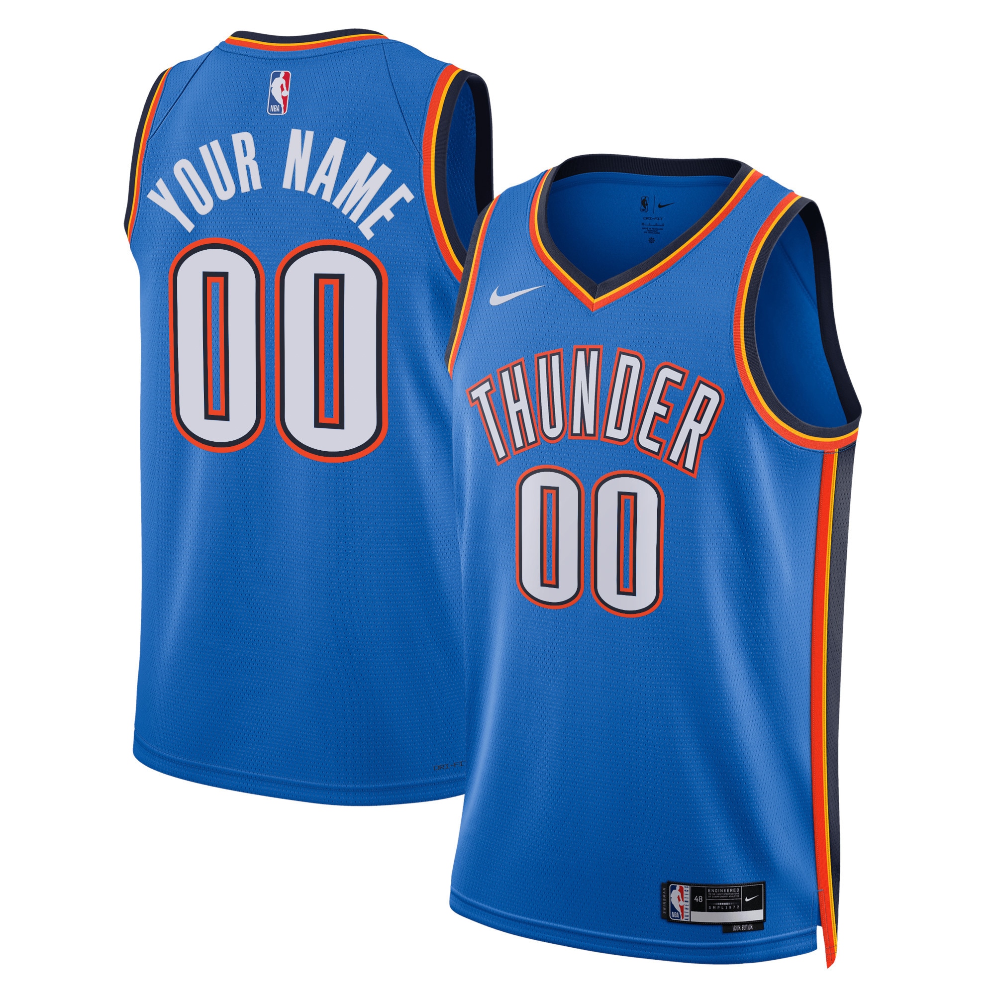 Oklahoma City Thunder Unisex Swingman Custom Basketball Jersey Blue - Icon Edition