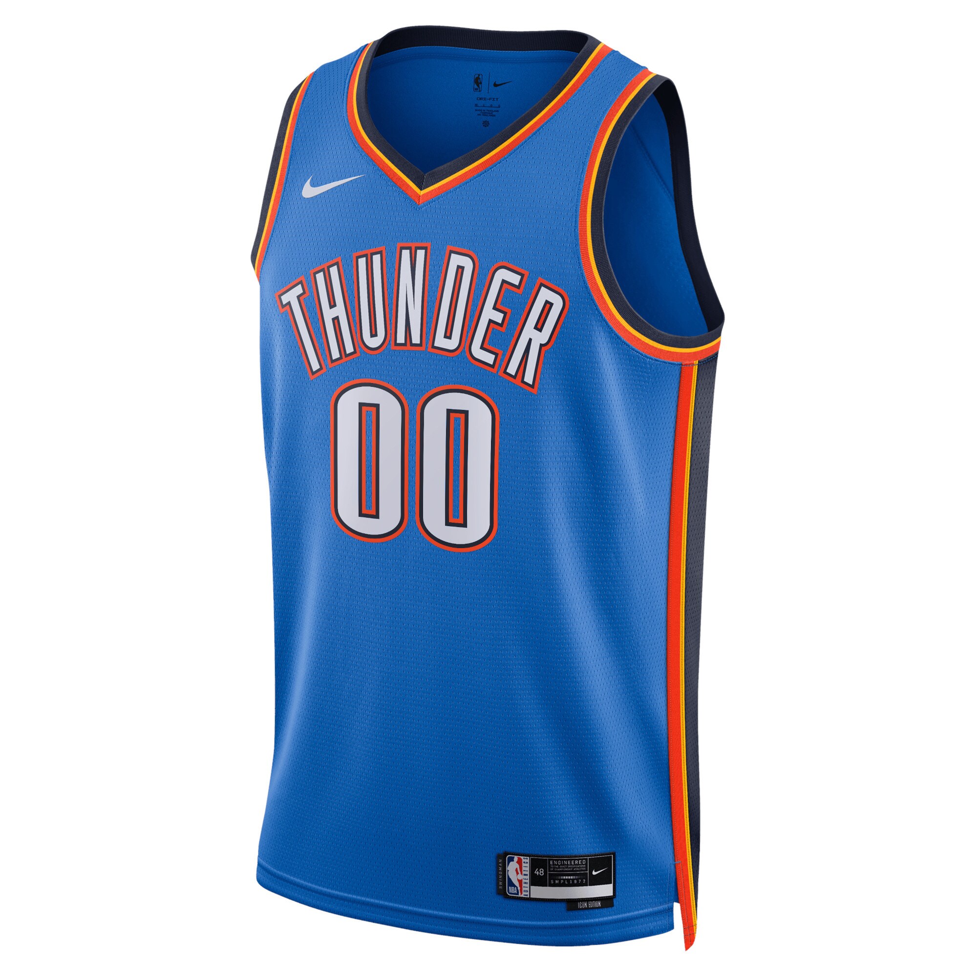 Alternative view of Oklahoma City Thunder Unisex Swingman Custom Basketball Jersey Blue - Icon Edition