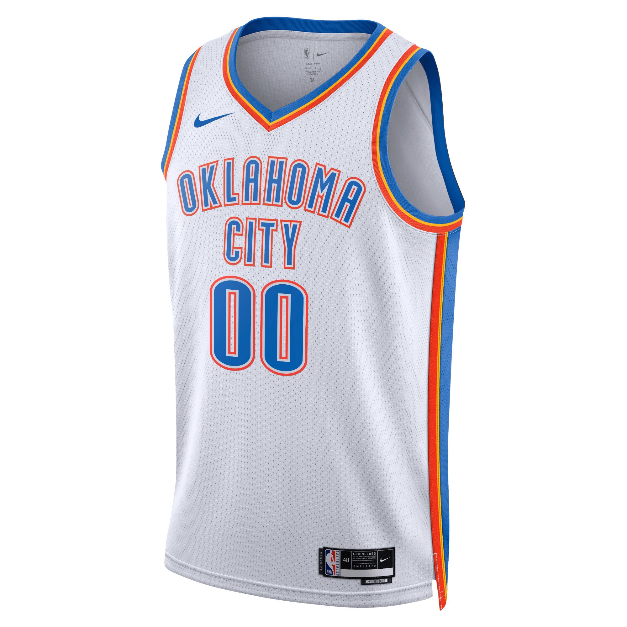 Alternative view of Oklahoma City Thunder Unisex Swingman Custom Basketball Jersey White - Association Edition
