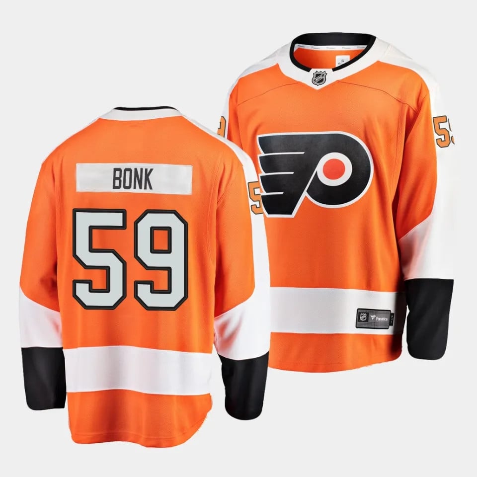 Oliver Bonk #59 Philadelphia Flyers 2023 Draft Home Men Hockey Jersey - Orange - JS758 