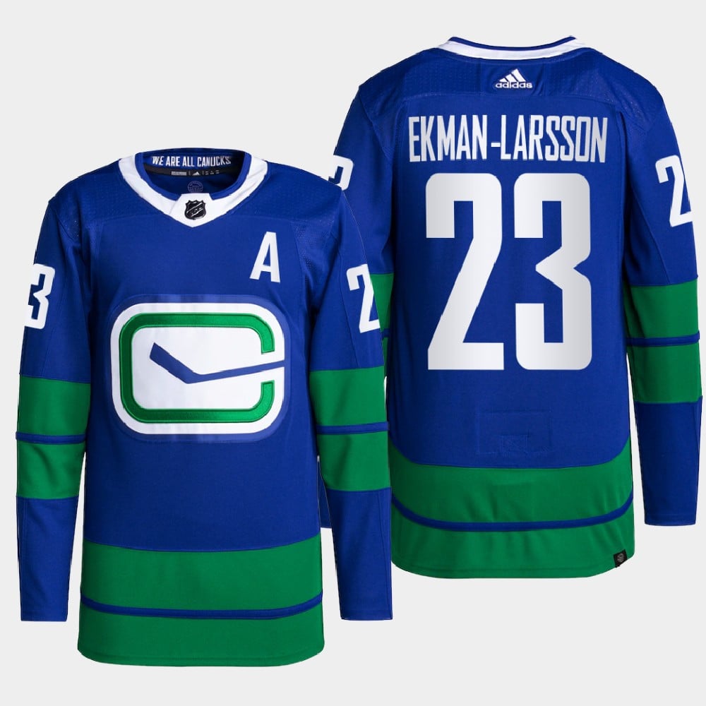 Oliver Ekman-Larsson 23 Vancouver Canucks Blue Hockey Jersey 2022 Alternate Primegreen - JS207 