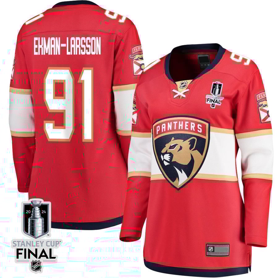 Oliver Ekman-Larsson 91 Florida Panthers 2024 STANLEY CUP Final Women's Home Breakaway Hockey Jersey - Red - JS730 