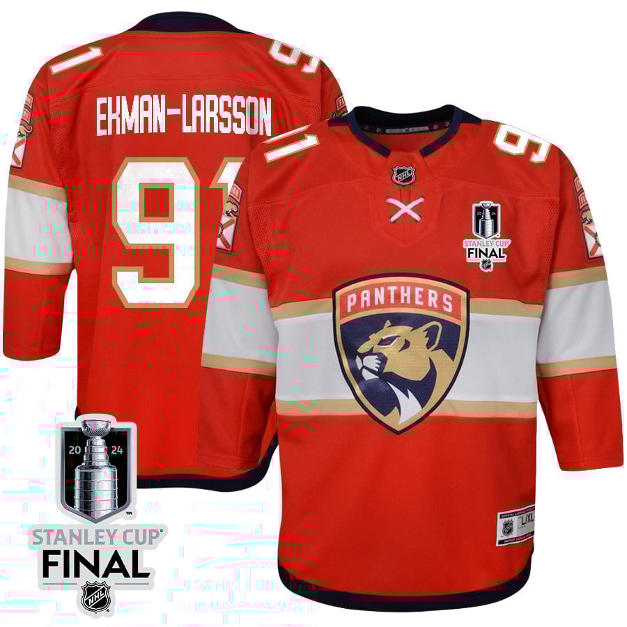 Oliver Ekman-Larsson 91 Florida Panthers 2024 STANLEY CUP Final Youth Home Breakaway Hockey Jersey - Red - JS768 