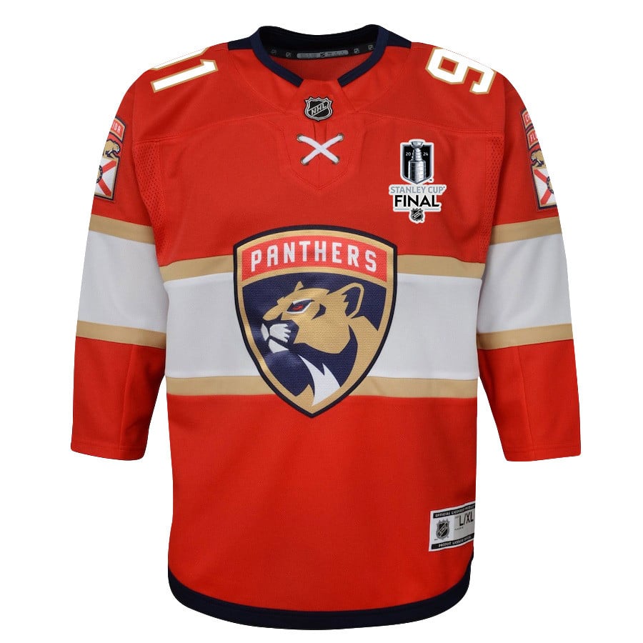 Alternative view of Oliver Ekman-Larsson 91 Florida Panthers 2024 STANLEY CUP Final Youth Home Breakaway Hockey Jersey - Red - JS768 