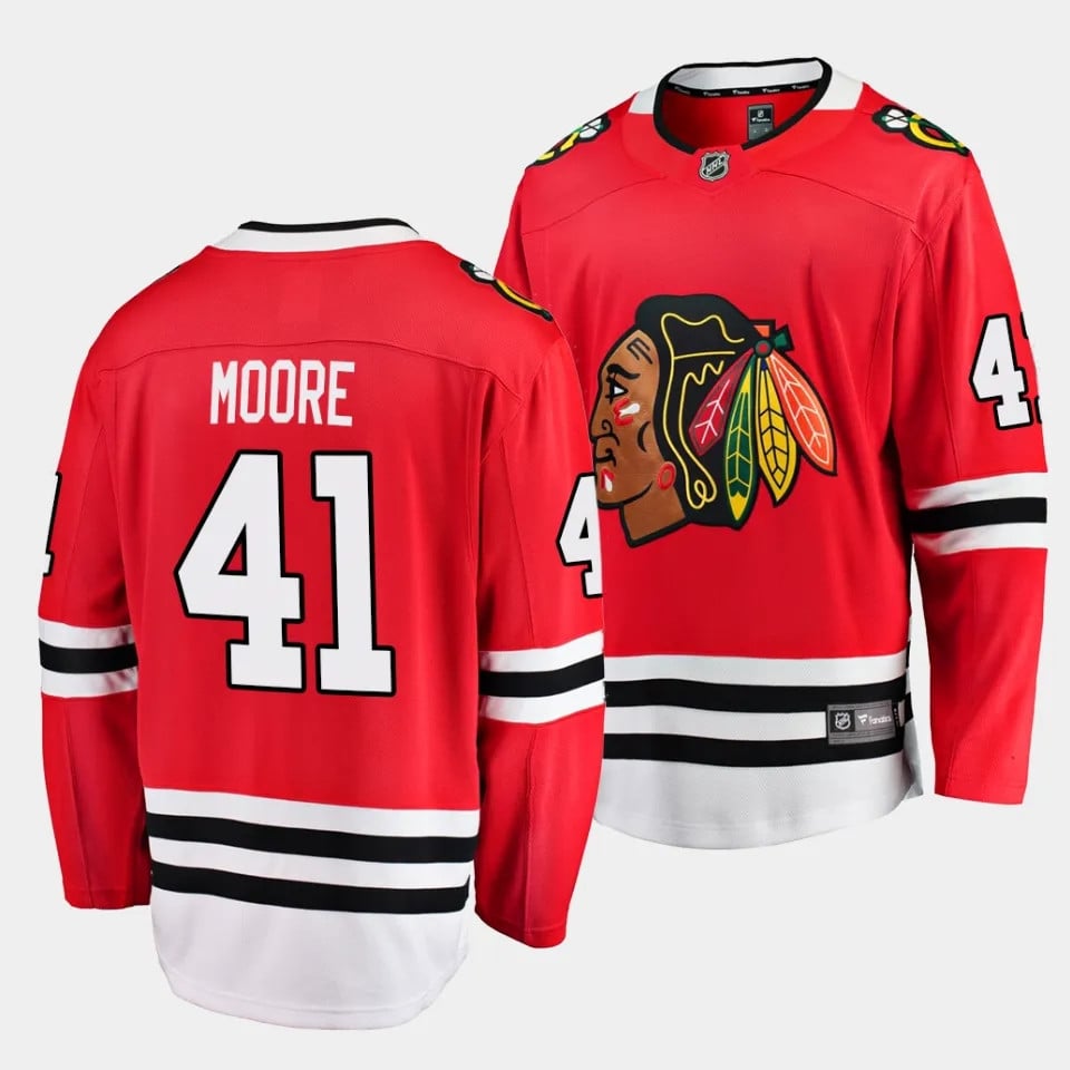 Oliver Moore #41 Chicago Blackhawks 2023 Draft Home Men Hockey Jersey - Red - JS726 