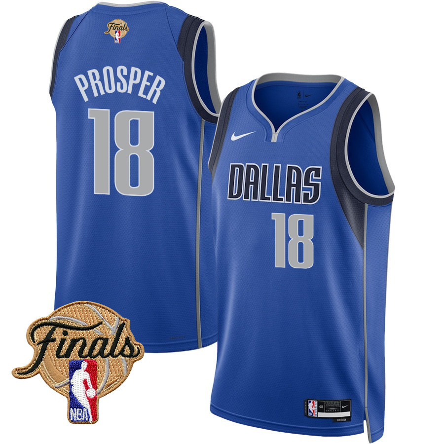 Olivier-Maxence Prosper 18 Dallas Mavericks 2024 FINALS PATCH Swingman Basketball Jersey - Icon Edition - Blue - JS916 