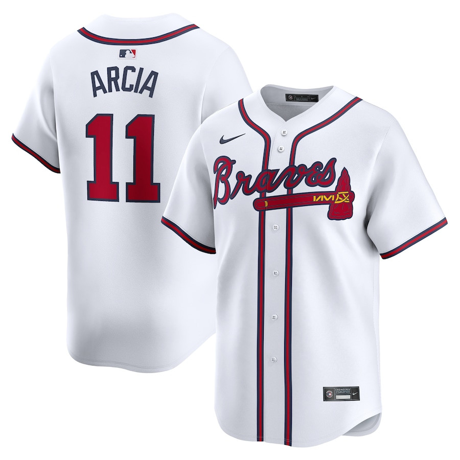 Orlando Arcia 11 Atlanta Braves Home Limited Player Men Baseball Jersey - White - JS877