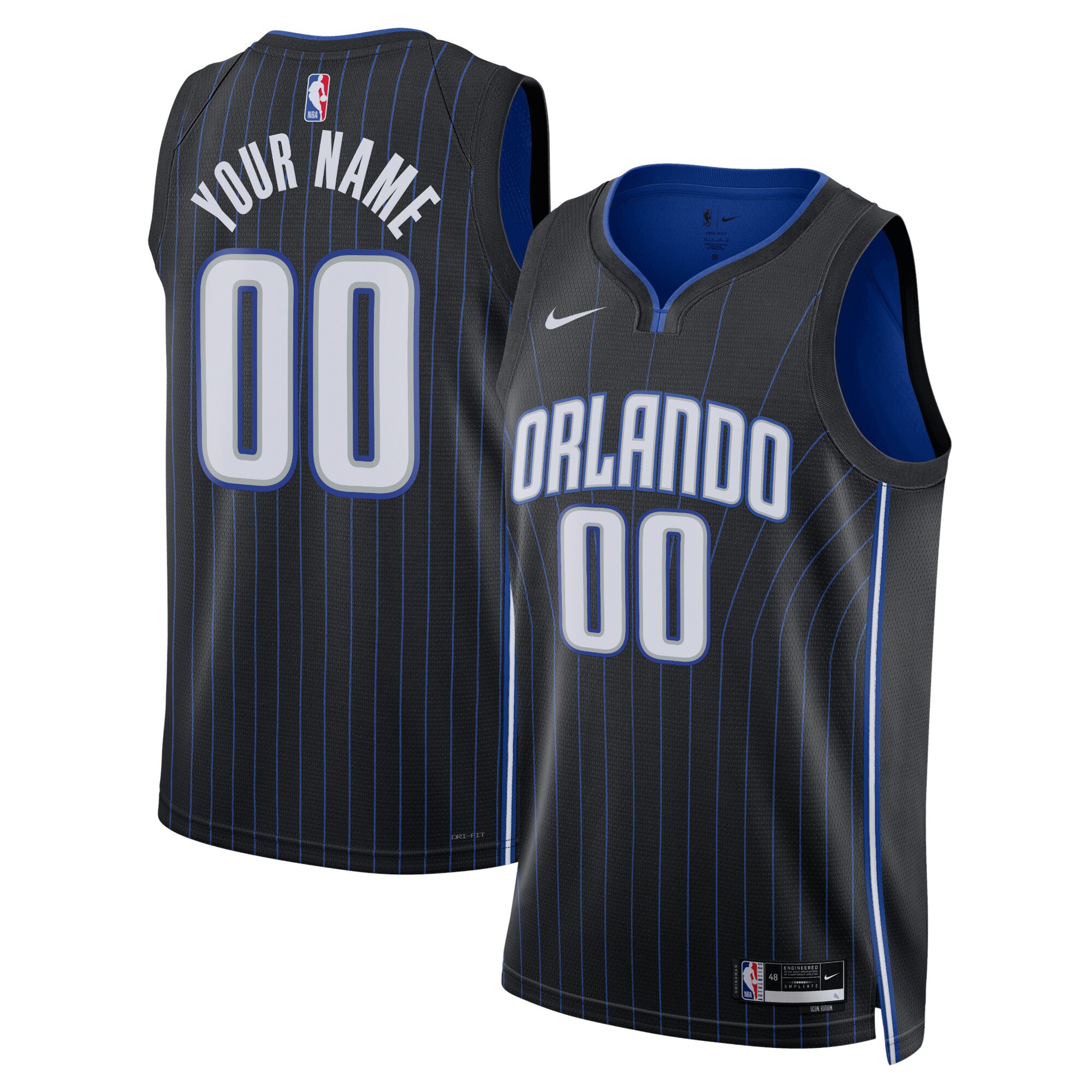 Orlando Magic Unisex Swingman Custom Basketball Jersey Black - Icon Edition