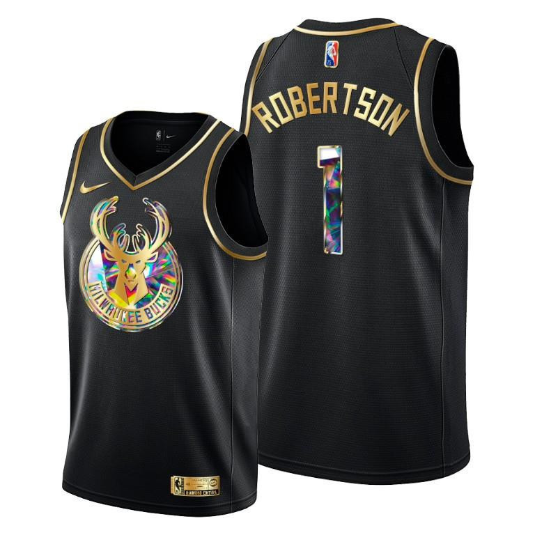 Oscar Robertson 1 Milwaukee Bucks 75th Anniversary Team Black Basketball Jersey - Men - JS802 