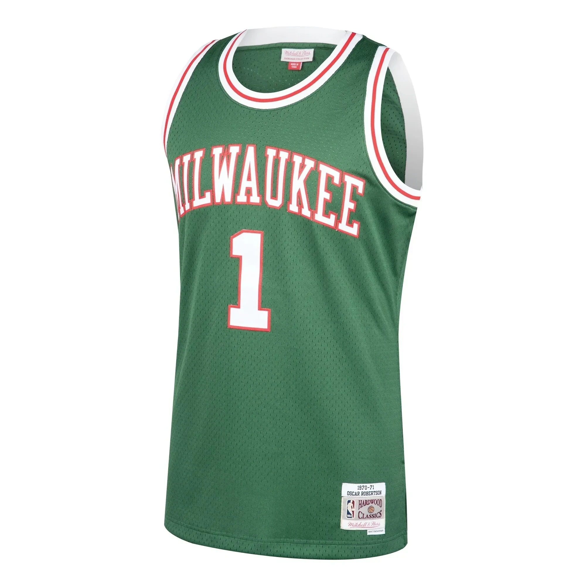 Alternative view of Oscar Robertson Milwaukee Bucks Mitchell & Ness 1970-71 Hardwood Classics Swingman Basketball Jersey - Green - JS697 