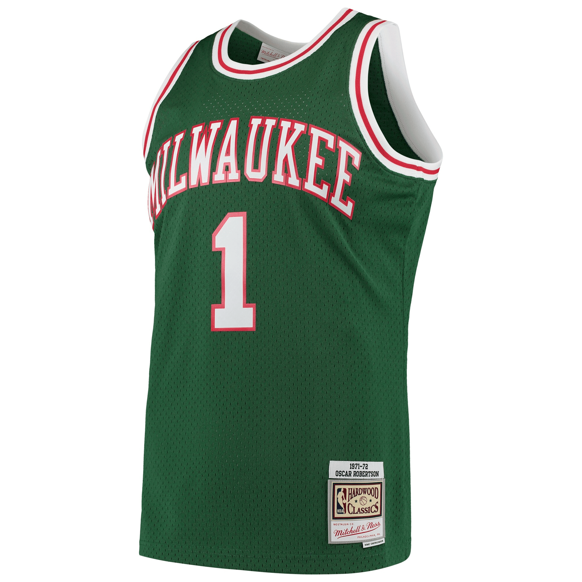 Alternative view of Oscar Robertson Milwaukee Bucks Mitchell & Ness Hardwood Classics 1971-72 Swingman Basketball Jersey - Green Basketball Jersey - JS507 