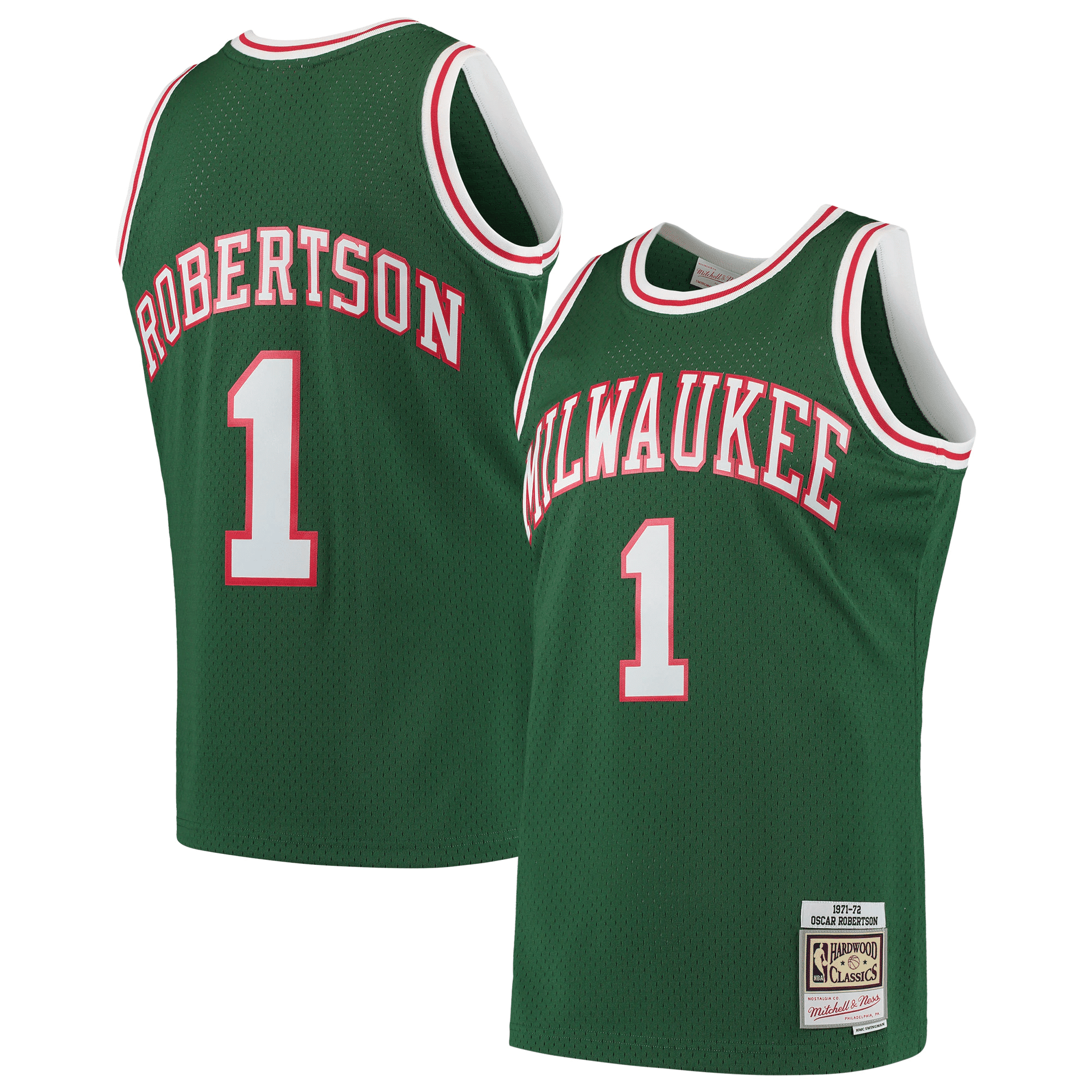 Oscar Robertson Milwaukee Bucks Mitchell & Ness Hardwood Classics 1971-72 Swingman Basketball Jersey - Green Basketball Jersey - JS507 