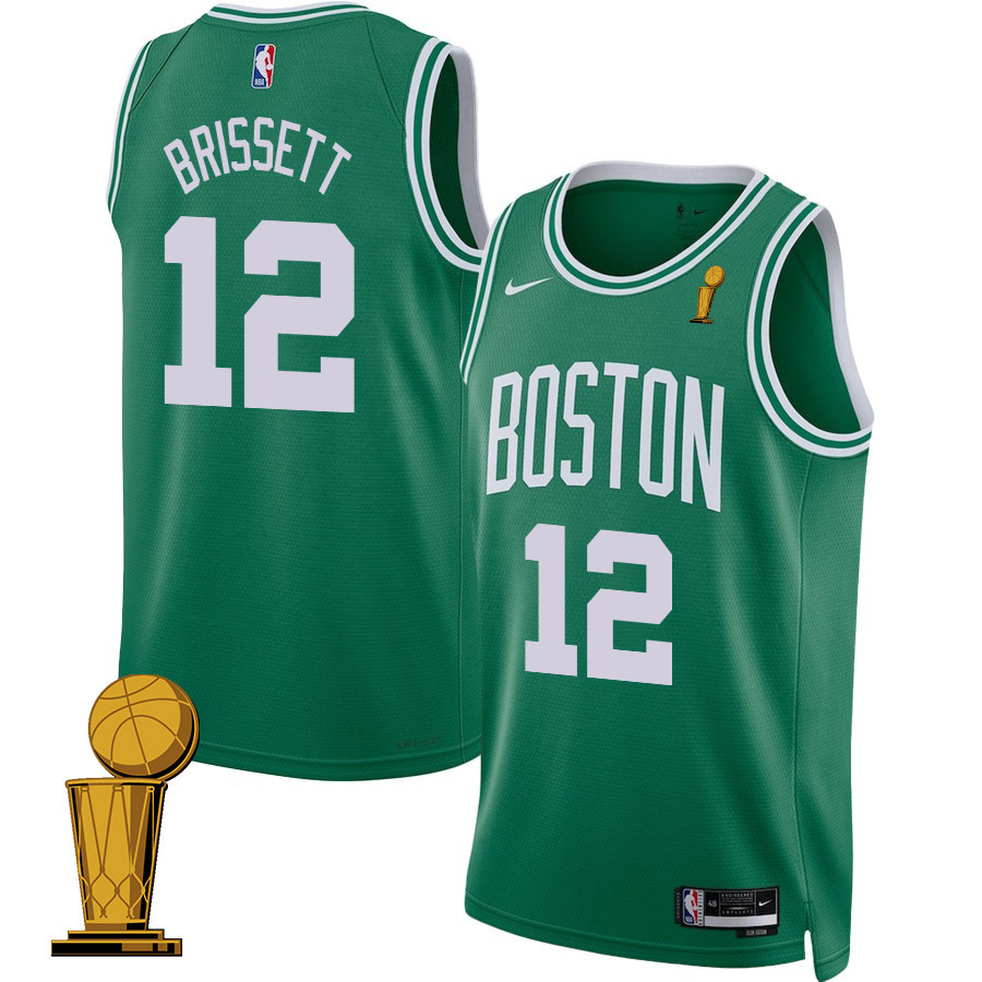 Oshae Brissett 12 Boston Celtics 2024 FINALS CHAMPIONS Basketball Jersey - Icon Edition - Kelly Green - JS921