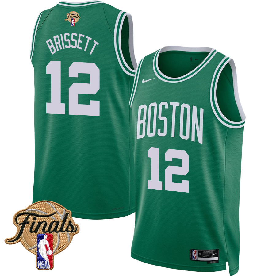 Oshae Brissett 12 Boston Celtics 2024 FINALS PATCH Icon Edition Basketball Jersey - Kelly Green - JS902