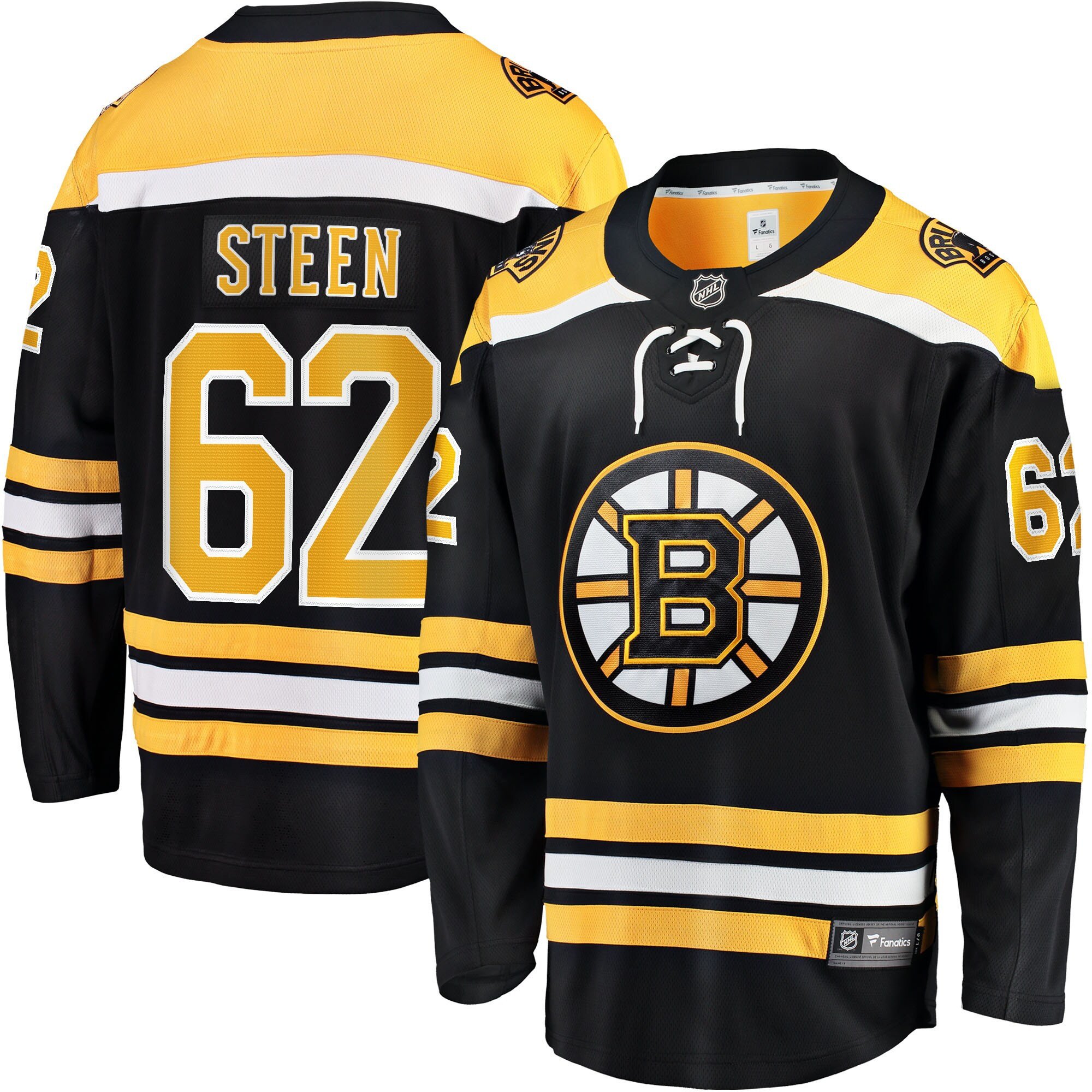Oskar Steen 62 Boston Bruins Home Breakaway Hockey Jersey - Men, Black - JS537 