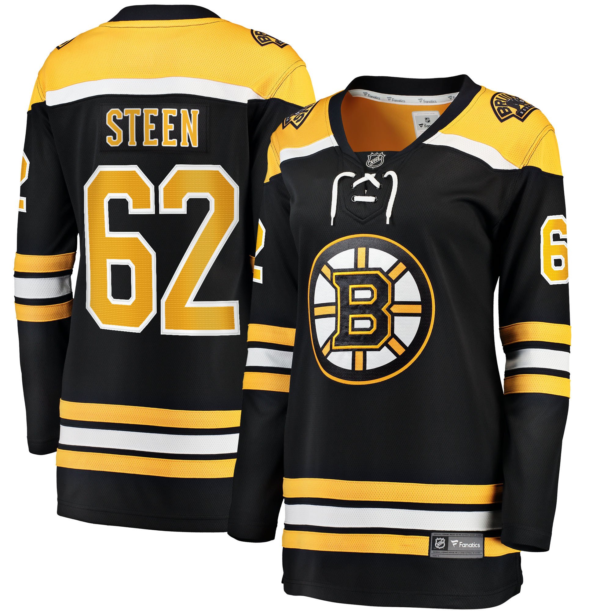 Oskar Steen 62 Boston Bruins Home Breakaway Hockey Jersey - Women, Black - JS686 