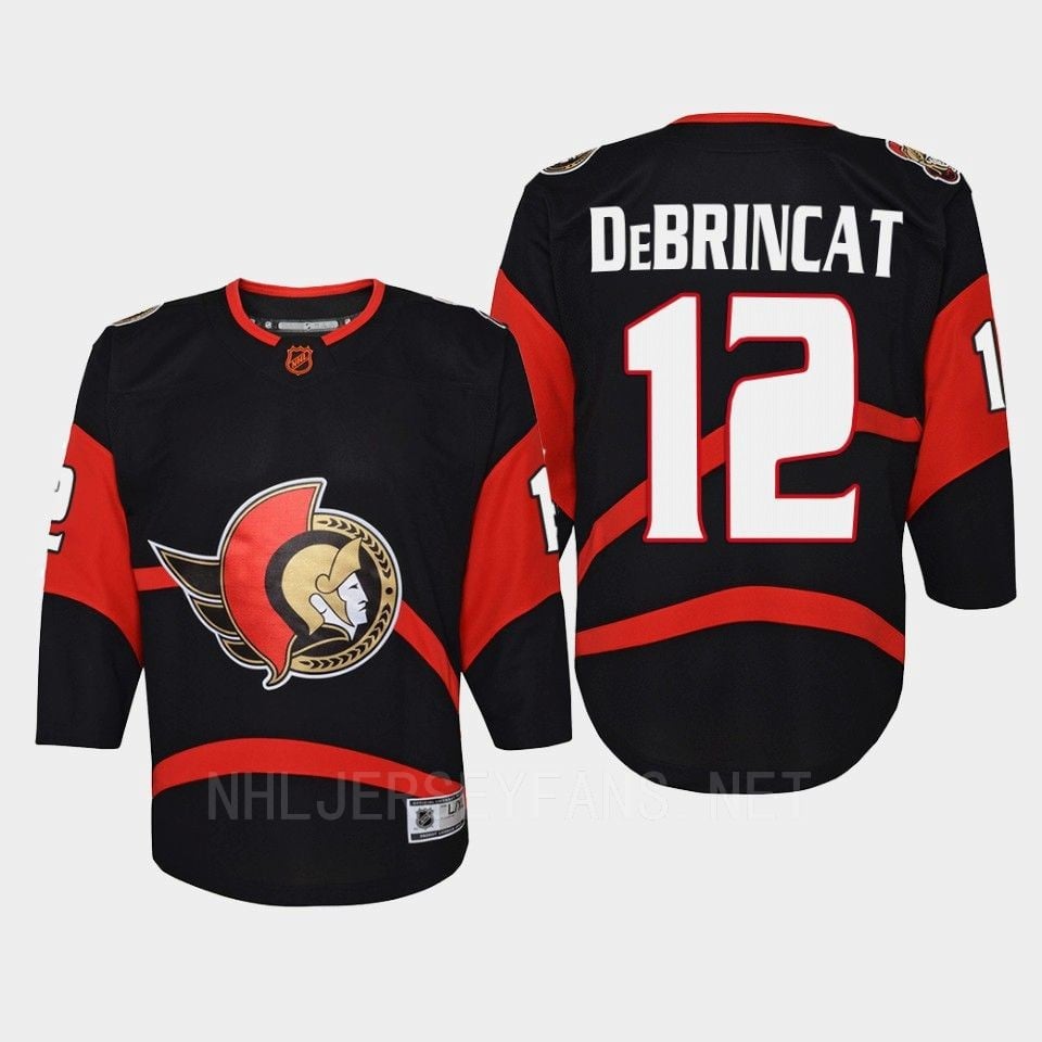 Ottawa Senators 12 Alex DeBrincat Reverse Retro Black Equipment, Youth - JS846 