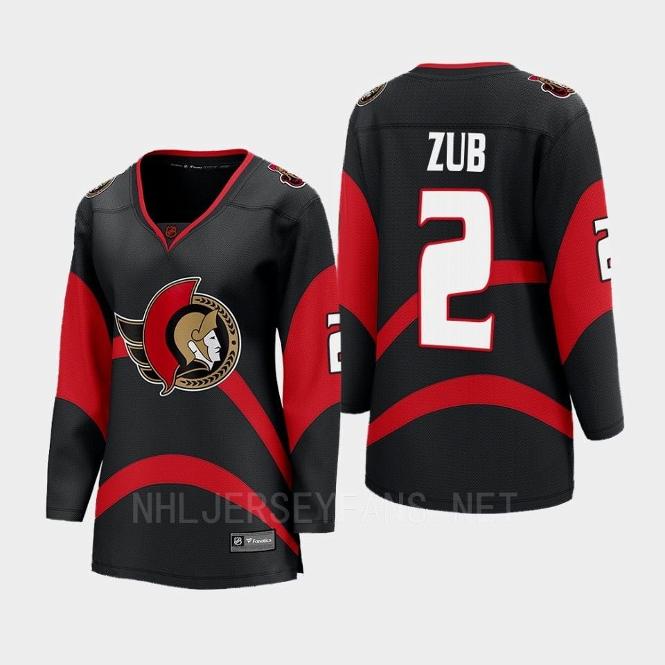 Ottawa Senators 2 Artem Zub Reverse Retro Black Equipment, Women - JS595 