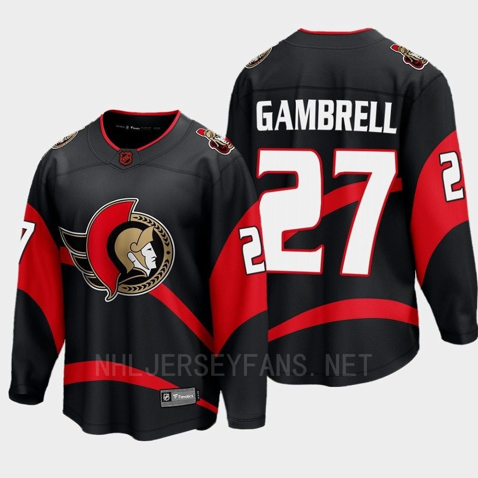 Ottawa Senators 2022 Dylan Gambrell 27 Special Edition 2.0 Black Hockey Jersey Breakaway Player - JS997 