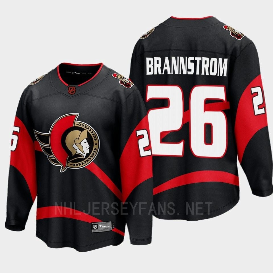 Ottawa Senators 2022 Erik Brannstrom 26 Special Edition 2.0 Black Hockey Jersey Breakaway Player - JS192 