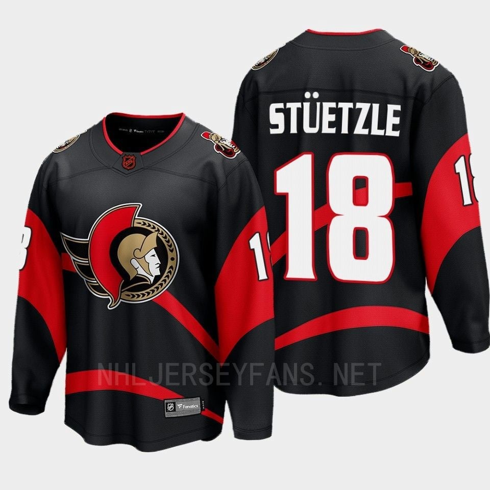 Ottawa Senators 2022 Tim Stuetzle 18 Special Edition 2.0 Black Hockey Jersey Breakaway Player - JS527 