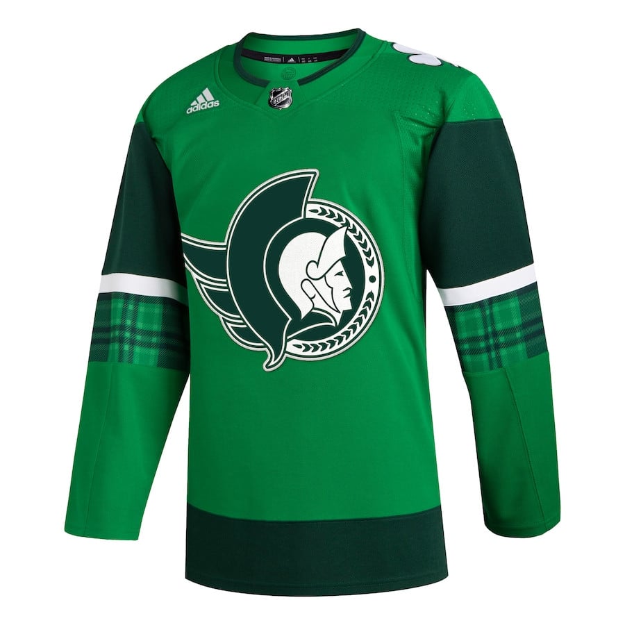 Alternative view of Ottawa Senators 2023 St. Patrick's Day Primegreen Men Hockey Jersey - Kelly Green - JS961 